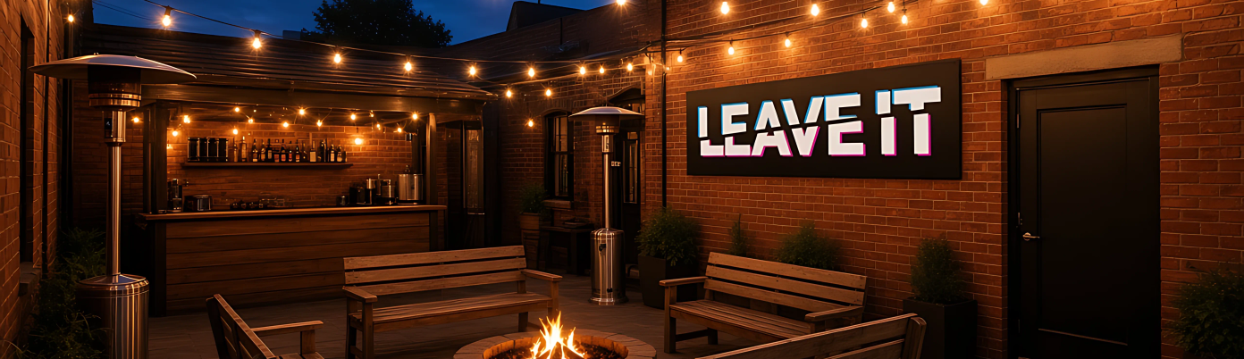 The back bar and terrace of the club in the early evening.